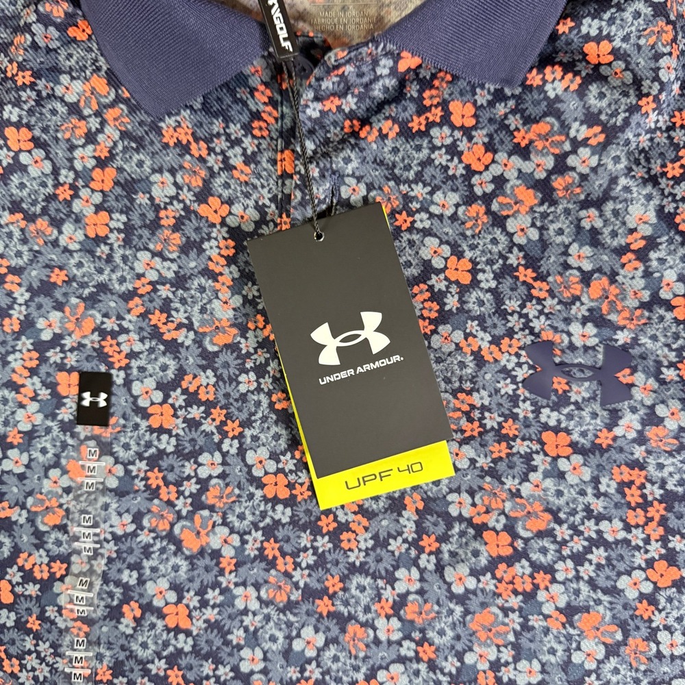 Under Armour Men Loose Fit AOP Floral Polo Golf Shirt UPF 40 Size Medium - Picture 3 of 11